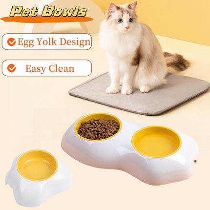 Double Pet Bowl Set – Egg Yolk Design