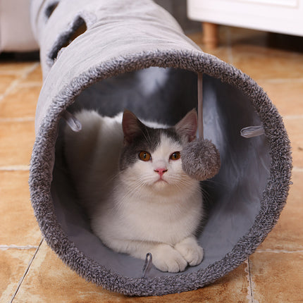 Plush Cat Tunnel with Peek Hole & Toy Ball