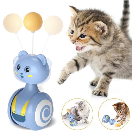 Interactive Cat Rolling Toy with Feather