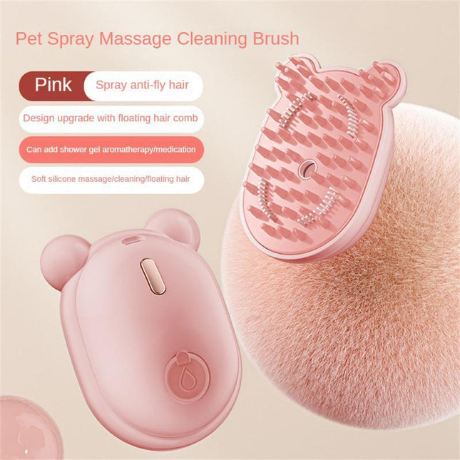 Pet Spray Massage Cleaning Brush in pink, designed to remove hair and provide soothing massage for pets.