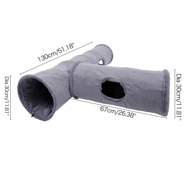 Plush Cat Tunnel with Peek Hole & Toy Ball