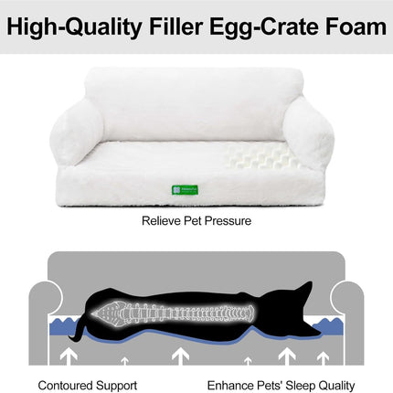 Orthopedic Egg-Foam Dog Bed – Washable Non-Slip Sofa for Small & Medium Dogs (Beige, 34.6″