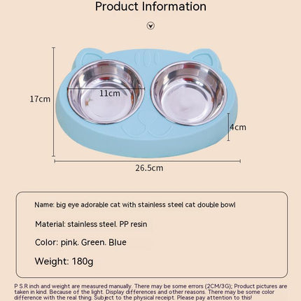 Double Stainless Steel Pet Bowls – Cute Ear Design