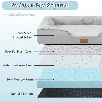 Orthopedic Dog Bed with Bolsters Waterproof & Washable Comfort Sofa