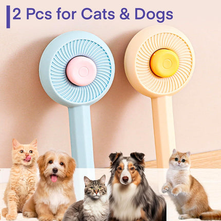 2-in-1 Self-Cleaning Grooming Brush for Cats & Dogs – Massage, Detangle & Fur Remover”
