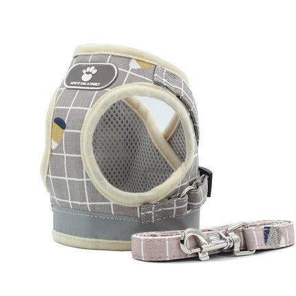 Soft Breathable Pet Harness & Leash Set – Reflective, Lightweight & Stylish (XS–XL)