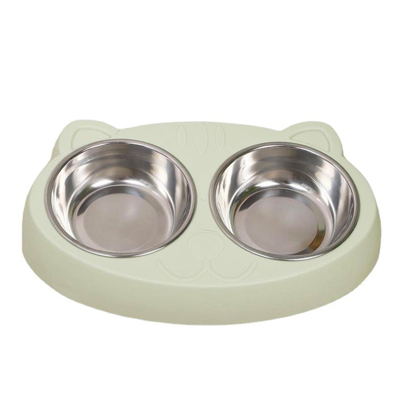 Double Stainless Steel Pet Bowls Cute Ear Design