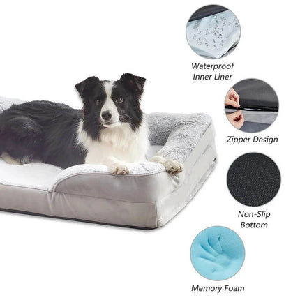 Orthopedic Dog Bed with Bolsters Waterproof & Washable Comfort Sofa 