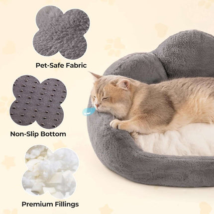 Comfy Flower Pet Bed – Plush Washable Sofa for Cats & Small Dogs (Gray, 23″)
