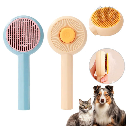 2-in-1 Self-Cleaning Grooming Brush for Cats & Dogs – Massage, Detangle & Fur Remover”