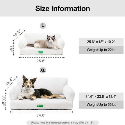 Orthopedic Egg-Foam Dog Bed – Washable Non-Slip Sofa for Small & Medium Dogs (Beige, 34.6″