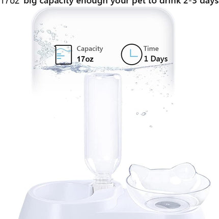 2-in-1 Cat Bowl with 17oz Water Dispenser