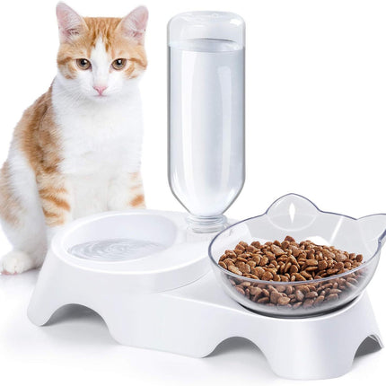 2-in-1 Cat Bowl with 17oz Water Dispenser