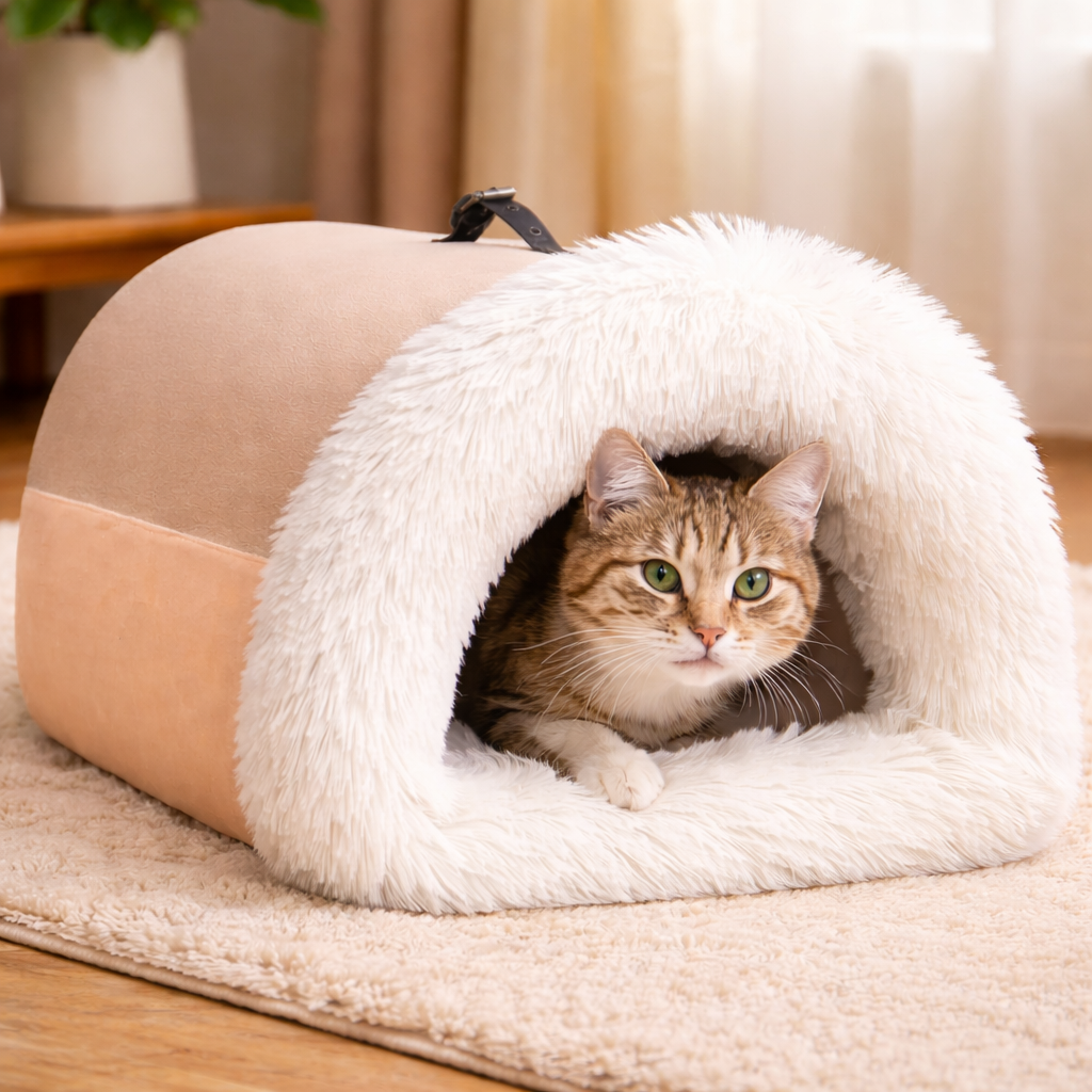 Fluffy Pet Cave – Cozy Calming Cat Bed