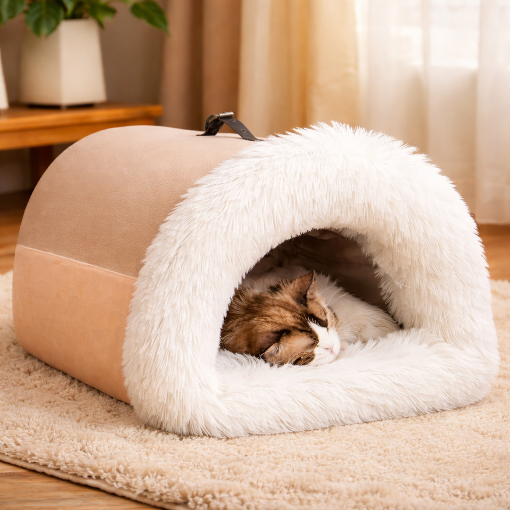 Fluffy Pet Cave – Cozy Calming Cat Bed