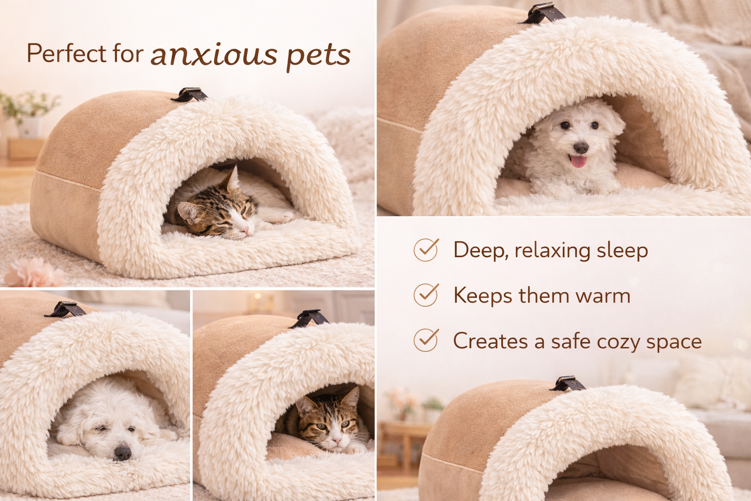 Fluffy Pet Cave – Cozy Calming Cat Bed