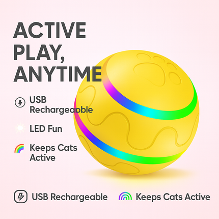 Smart Cat Toy Ball – USB Rechargeable Self-Rotating Interactive Ball