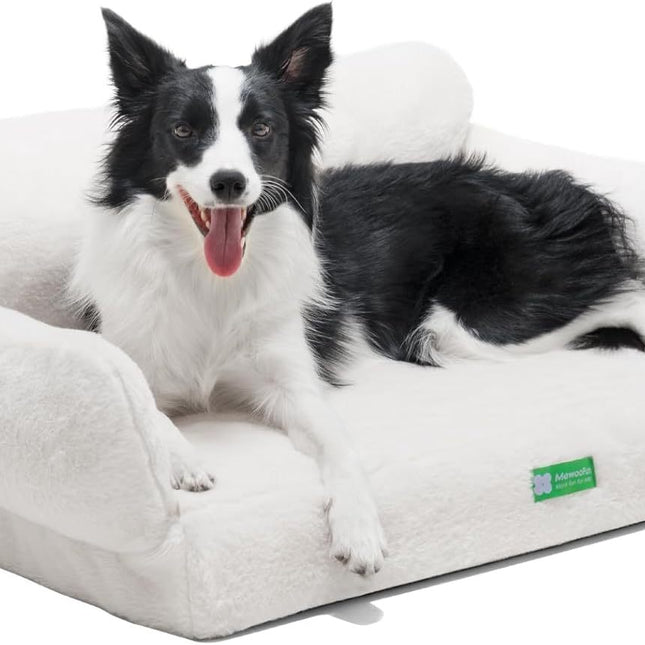 Orthopedic Egg-Foam Dog Bed – Washable Non-Slip Sofa for Small & Medium Dogs (Beige, 34.6″