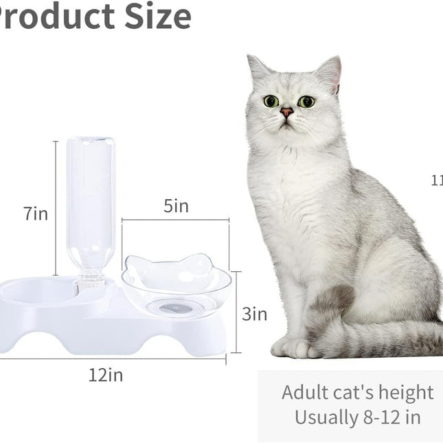2-in-1 Cat Bowl with 17oz Water Dispenser