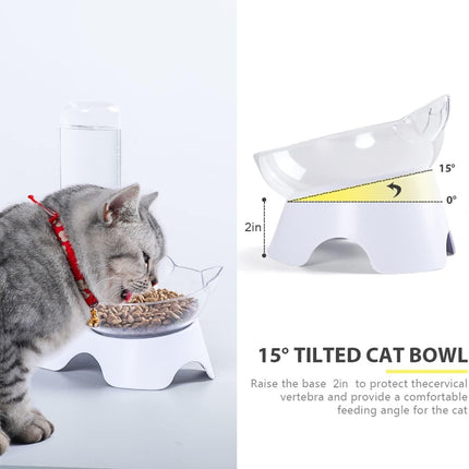 2-in-1 Cat Bowl with 17oz Water Dispenser