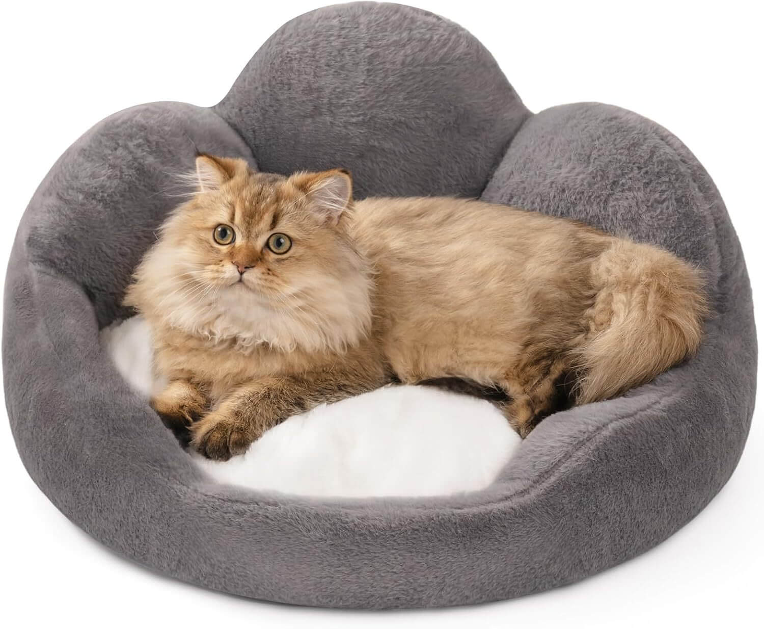 Comfy Flower Pet Bed Plush Washable Sofa for Cats & Small Dogs Gray 23