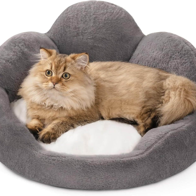 Comfy Flower Pet Bed – Plush Washable Sofa for Cats & Small Dogs (Gray, 23″)