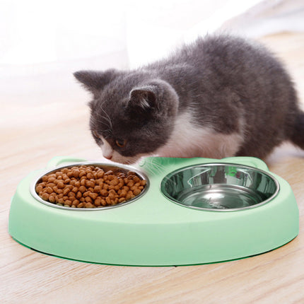 Double Stainless Steel Pet Bowls – Cute Ear Design