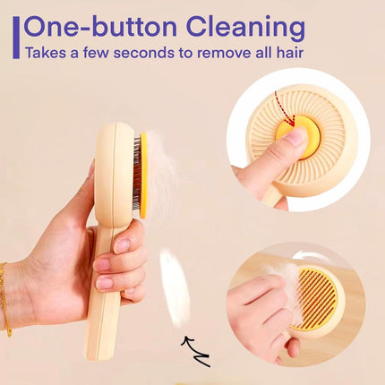 2-in-1 Self-Cleaning Grooming Brush for Cats & Dogs – Massage, Detangle & Fur Remover”