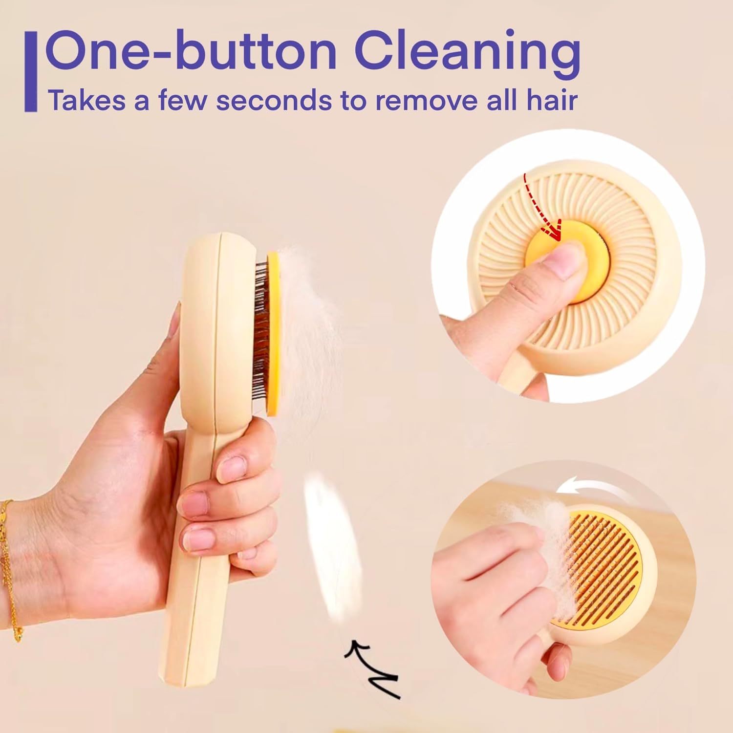 2-in-1 Self-Cleaning Grooming Brush for Cats & Dogs 