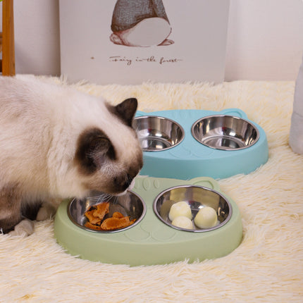Double Stainless Steel Pet Bowls – Cute Ear Design